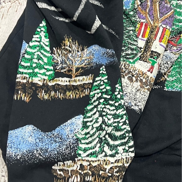 Vintage 1980s Christmas on Main Street Xmas 80s Ugly Sweater Sweatshirt - Picture 6 of 7